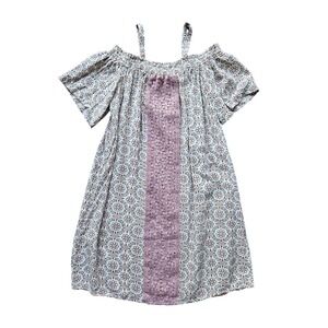 Girls 7/8 Floral Print Cold Shoulder Dress Cute Kids Sundress Casual Summer